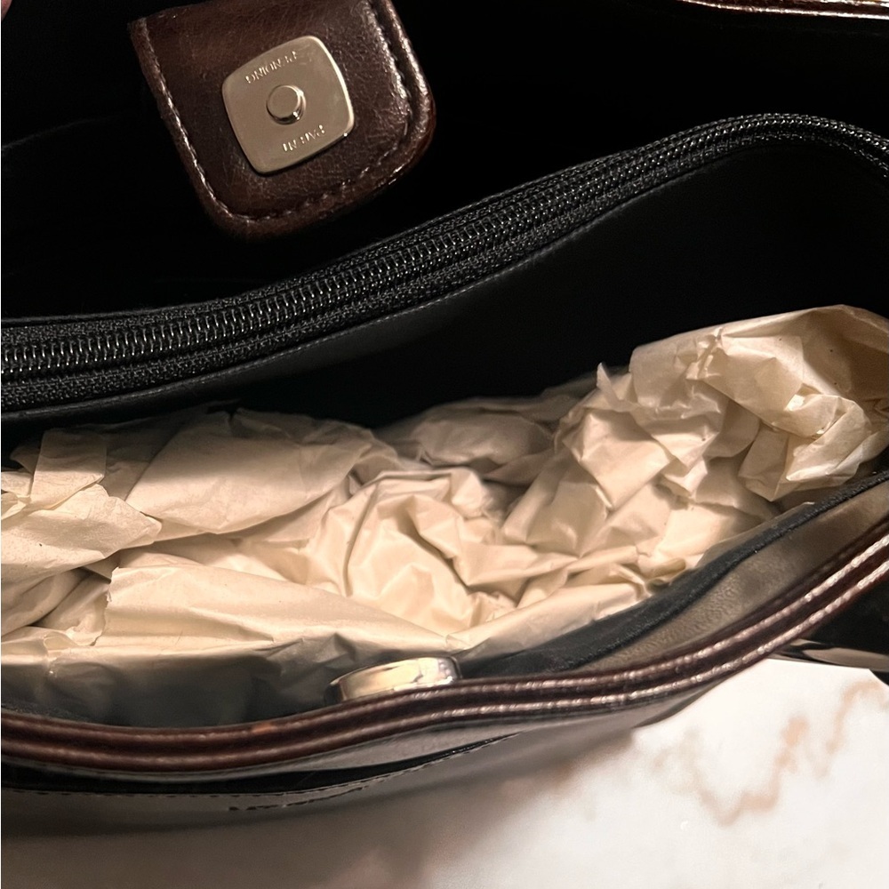 Vintage Dark Brown Faux Leather Liz Claiborne Shoulder Bag New with Tags NOS 90s - Picture 7 of 7